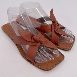STAUD Leather Knotted Lei Slides Sandals Size 39 FLAWS